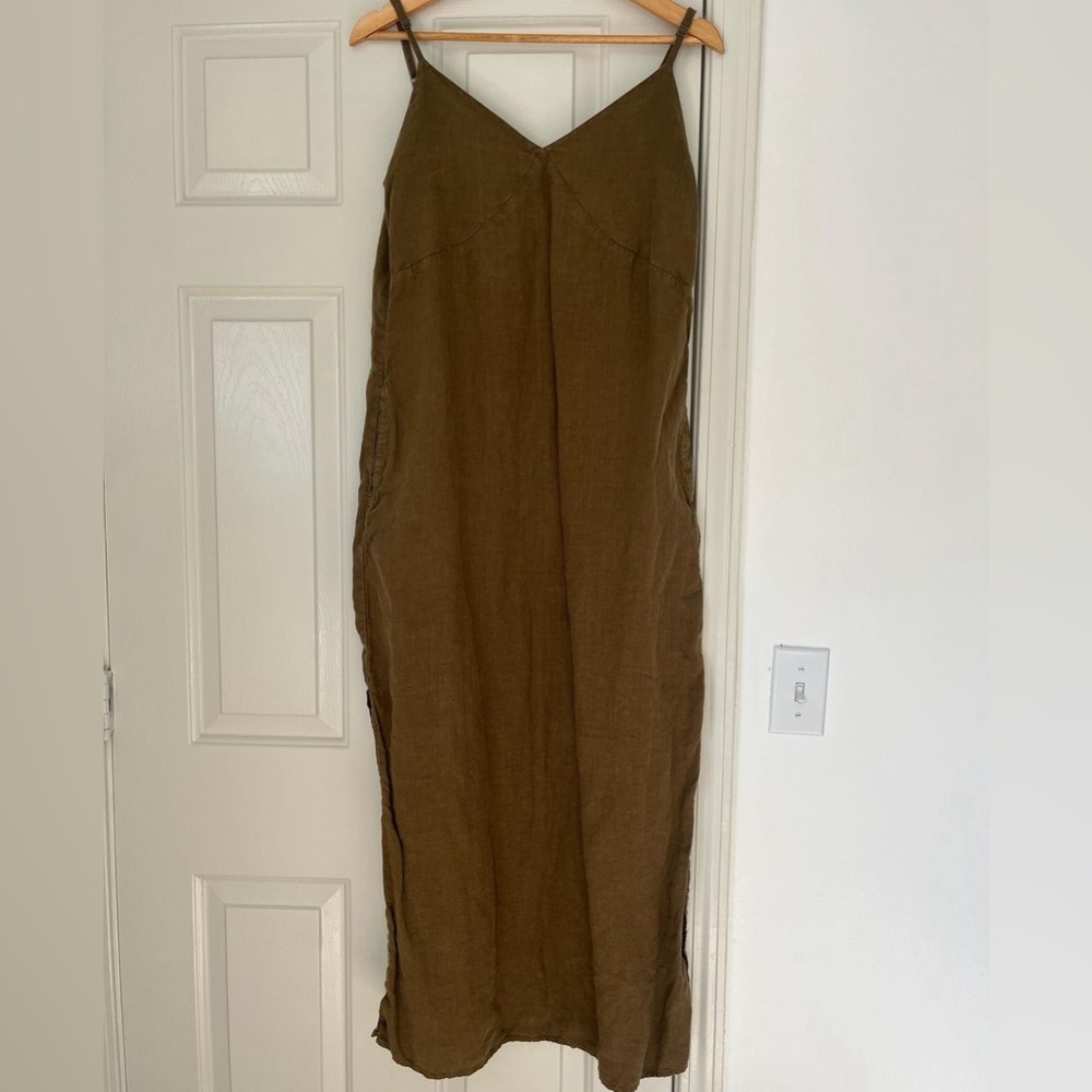 MATE the Label Linen Dress - Olive Green